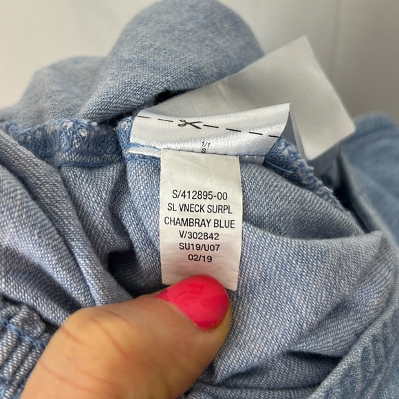 Old Navy Chambray Faux Wrap Tie Belt Jumpsuit Sz S - Picture 11 of 12